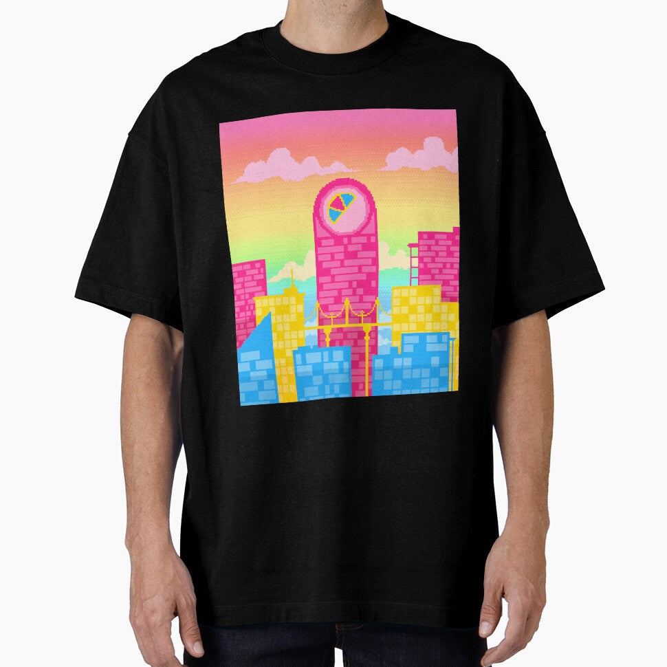 Pixel Pan Pride City by MetallicWings15 Unisex T-shirt, Sweatshirt, Hoodie, Long Sleeve Tee - T-Shirt, Sweatshirt, Hoodie