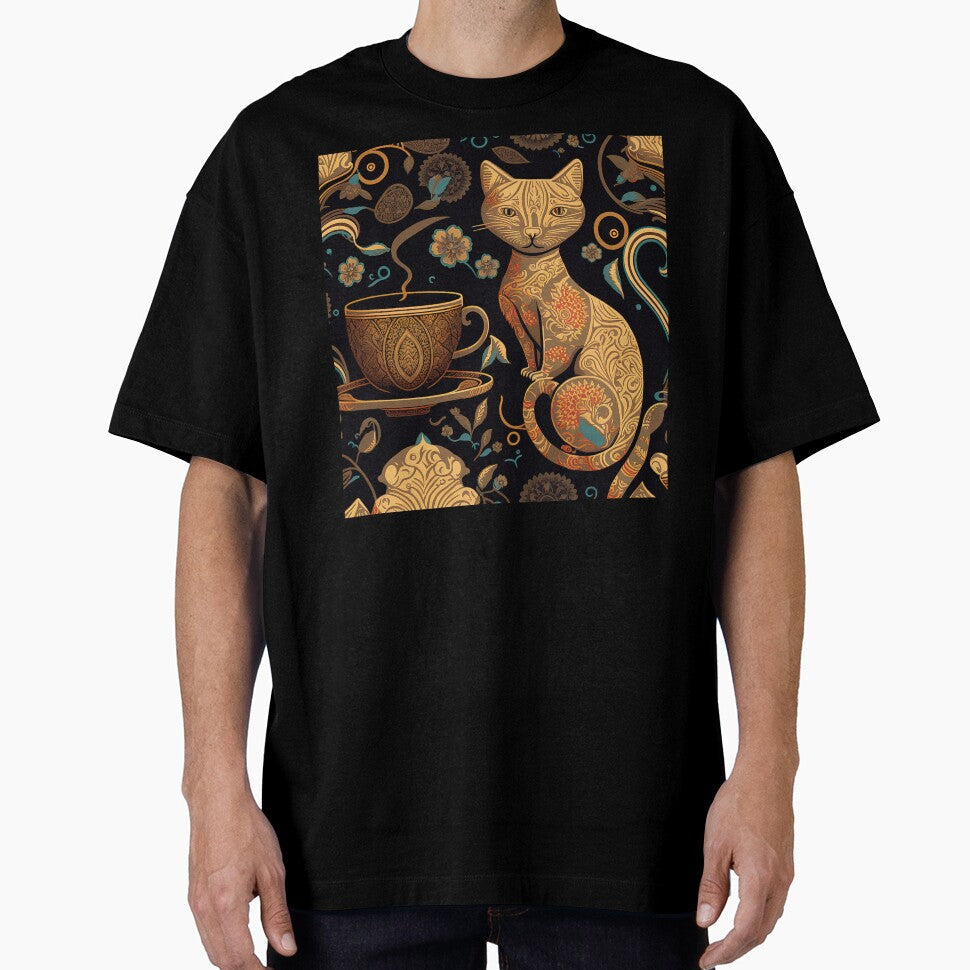 Cat and Coffee Design by Juliascutecornr Unisex T-shirt, Sweatshirt, Hoodie, Long Sleeve Tee - T-Shirt, Sweatshirt, Hoodie