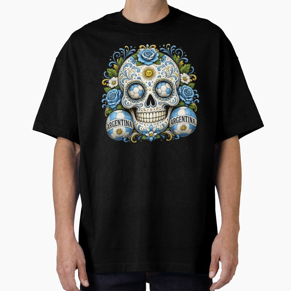 Argentina Soccer Skull by ShadowLabStudio Unisex T-shirt, Sweatshirt, Hoodie, Long Sleeve Tee - T-Shirt, Sweatshirt, Hoodie