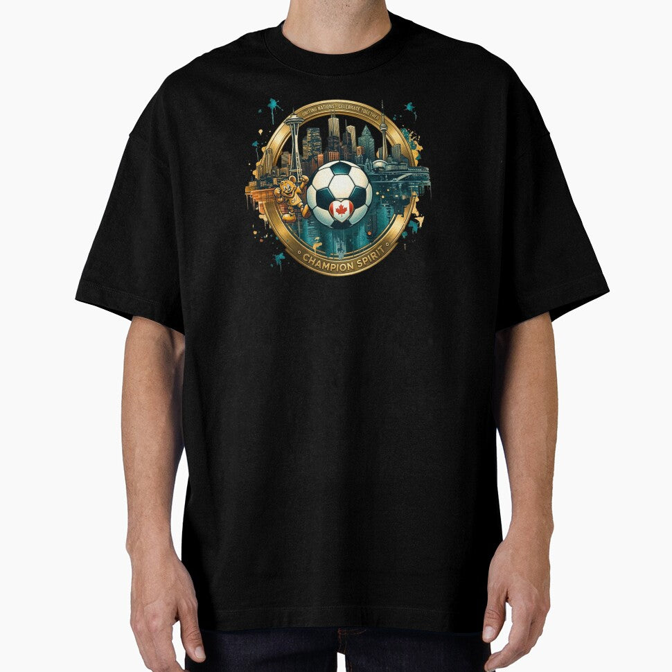 Champion Spirit 2026 - North American Soccer Unity Gold Emblem by Psychlee Best Finds Unisex T-shirt, Sweatshirt, Hoodie, Long Sleeve Tee - T-Shirt, Sweatshirt, Hoodie