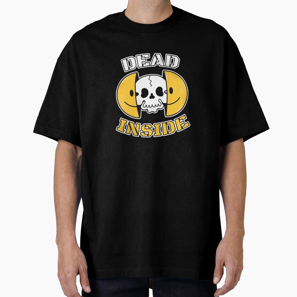 Dead Inside Funny Skull Design | Dark Humor Smiley Face | Sarcastic Quote Graphic | Gothic Funny Shirt | Emo Humor Art by amareshdas008 - T-Shirt, Sweatshirt, Hoodie