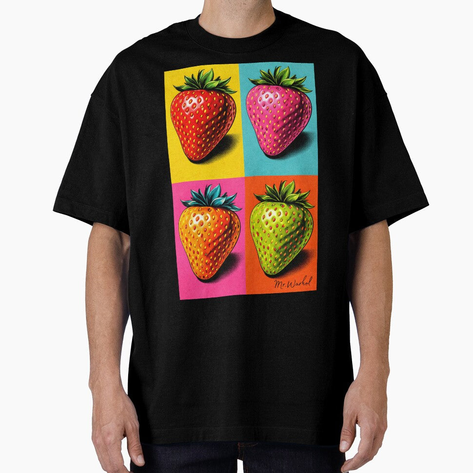 Colorful Pop Art Strawberries  Warhol Inspired Print by Mr.Warhol Unisex T-shirt, Sweatshirt, Hoodie, Long Sleeve Tee - T-Shirt, Sweatshirt, Hoodie
