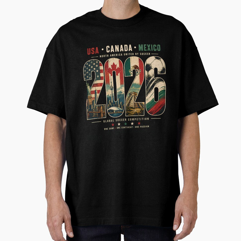 USA Canada Mexico 2026 Soccer by Simo Studio Unisex T-shirt, Sweatshirt, Hoodie, Long Sleeve Tee - T-Shirt, Sweatshirt, Hoodie