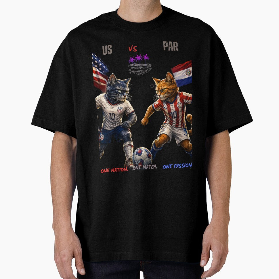 USA vs PARAGUAY Soccer Cats 2026 - Funny Cat  Match by nexargraphics Unisex T-shirt, Sweatshirt, Hoodie, Long Sleeve Tee - T-Shirt, Sweatshirt, Hoodie