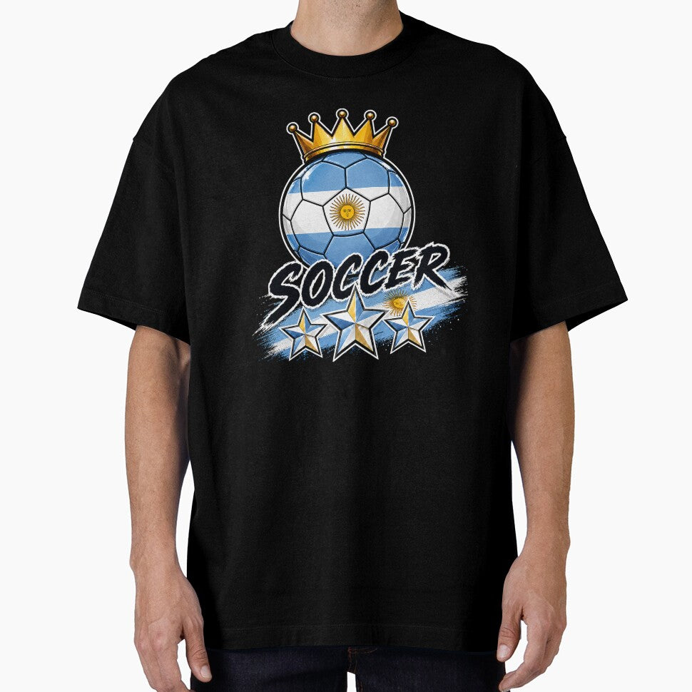 Vintage Argentina flag Crowned Soccer Ball by QuiteOrbit Unisex T-shirt, Sweatshirt, Hoodie, Long Sleeve Tee - T-Shirt, Sweatshirt, Hoodie