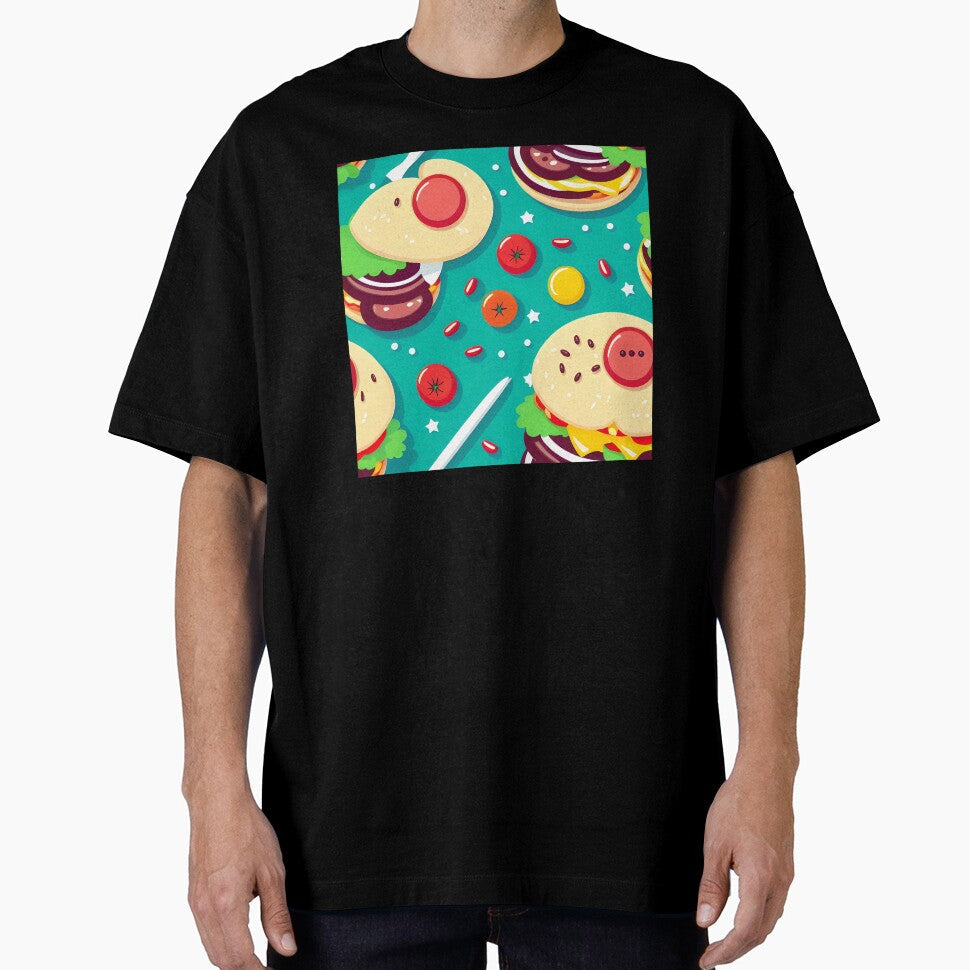 Delicious Burger Food Abstract Pattern by Artilize Unisex T-shirt, Sweatshirt, Hoodie, Long Sleeve Tee - T-Shirt, Sweatshirt, Hoodie