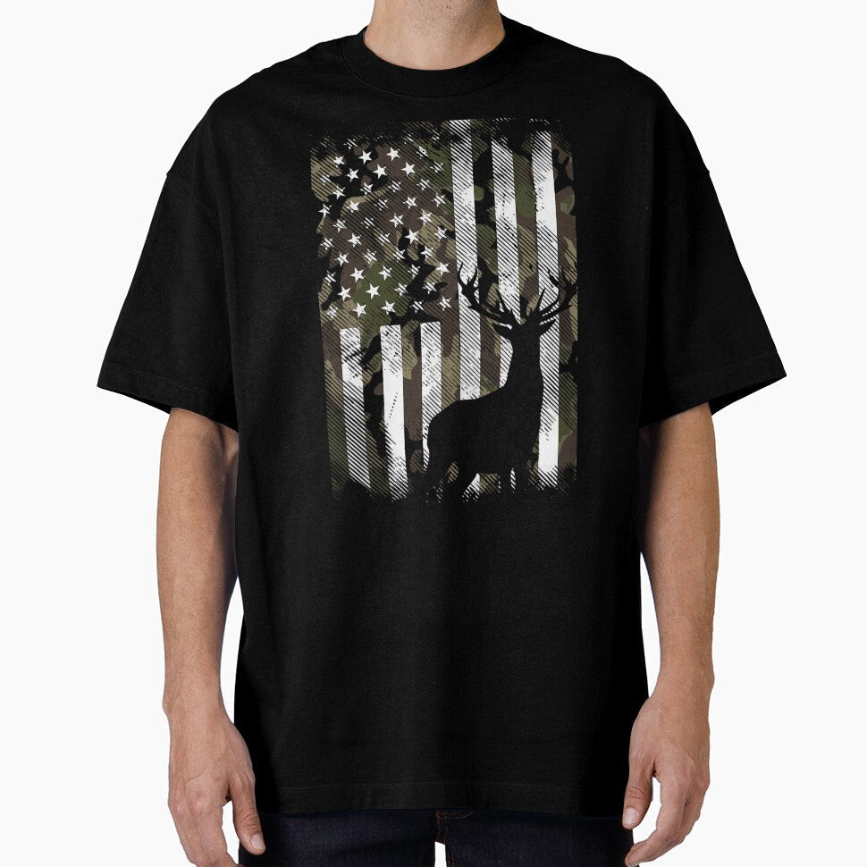 Camo US Flag Deer Elk Buck Camoflage Hunting Hunter Dad  Short Sleeve by cichhvenuu23 Unisex T-shirt, Sweatshirt, Hoodie, Long Sleeve Tee - T-Shirt, Sweatshirt, Hoodie