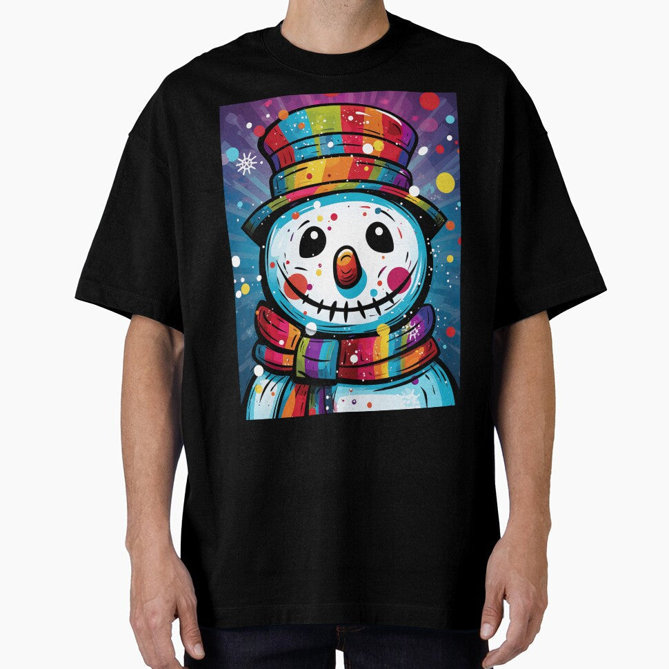Colorful Jolly Snowman Pop Art Style by MCGrafxStudio Unisex T-shirt, Sweatshirt, Hoodie, Long Sleeve Tee - T-Shirt, Sweatshirt, Hoodie
