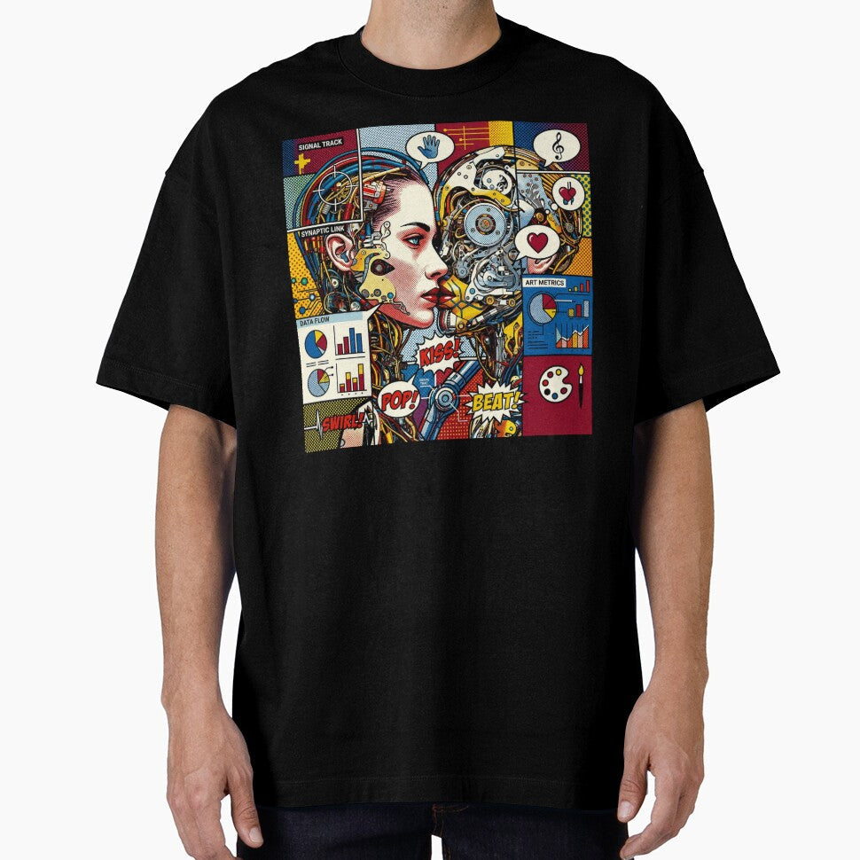 Pop art graphic woman portrait robot colorful festival by G-M-Designs Unisex T-shirt, Sweatshirt, Hoodie, Long Sleeve Tee - T-Shirt, Sweatshirt, Hoodie