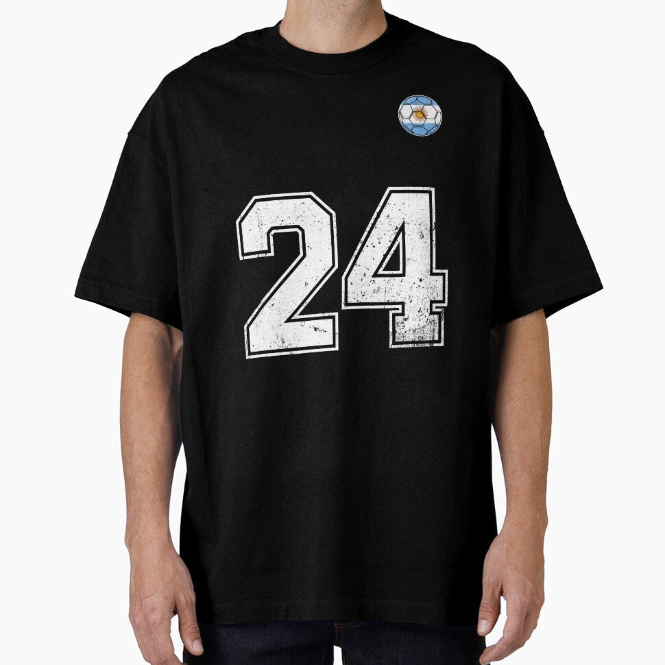 Number 24 Argentina Flag Football Fan by RoyesButler Unisex T-shirt, Sweatshirt, Hoodie, Long Sleeve Tee - T-Shirt, Sweatshirt, Hoodie