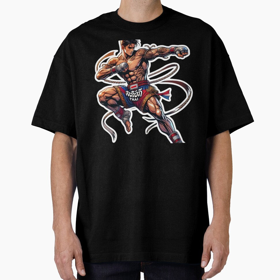 Muay Thai Warrior Fighter - Thai Boxing Fighter Anime Style Art by TopUpDesign Unisex T-shirt, Sweatshirt, Hoodie, Long Sleeve Tee - T-Shirt, Sweatshirt, Hoodie