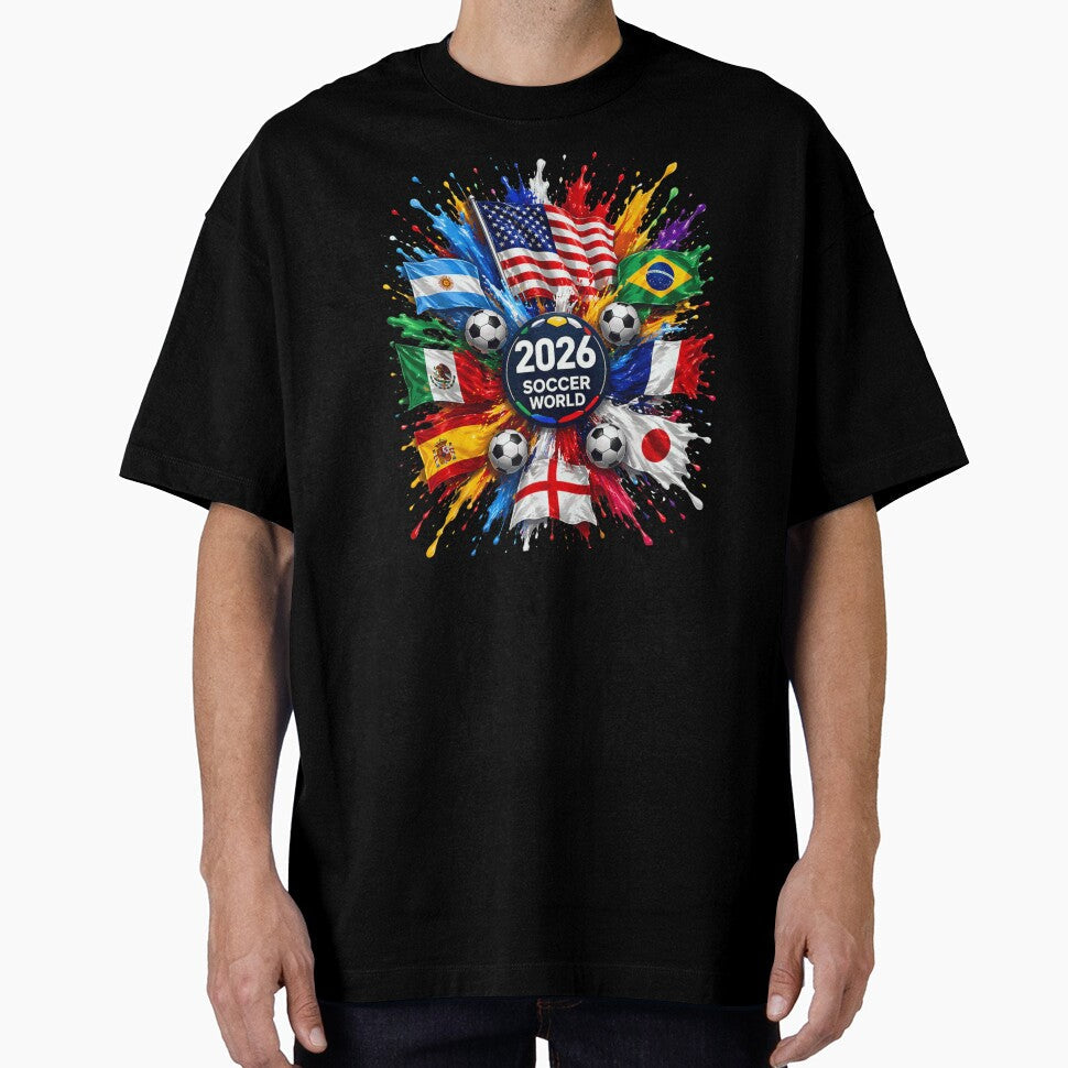 2026 Soccer World Championship Global Flags Paint Splash Sports Fan Graphic by ObukiLantara - T-Shirt, Sweatshirt, Hoodie