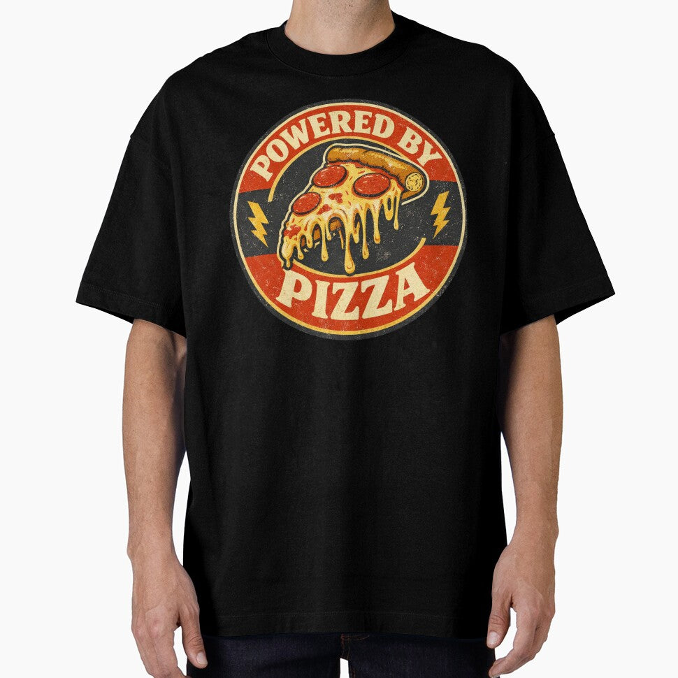 Powered by Pizza  Funny Pizza Lover Food Humor Design by rushaib Unisex T-shirt, Sweatshirt, Hoodie, Long Sleeve Tee - T-Shirt, Sweatshirt, Hoodie
