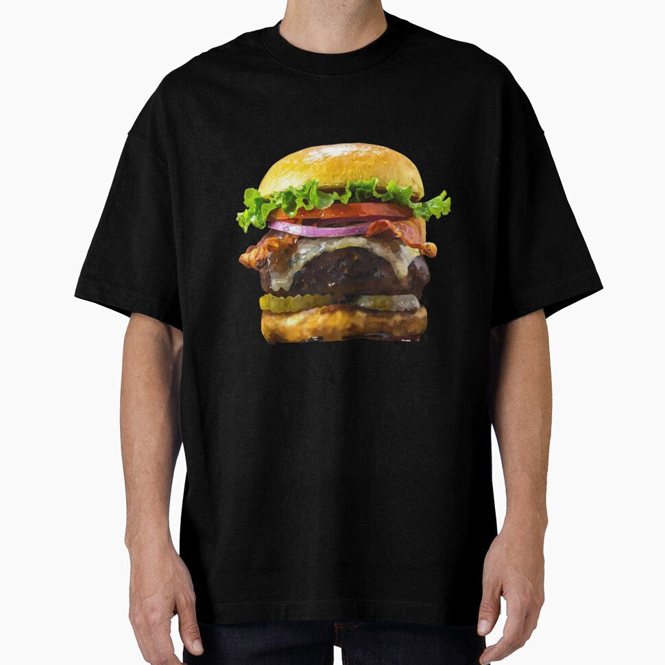 Realistic Burger Sticker by ArtfullyReka Unisex T-shirt, Sweatshirt, Hoodie, Long Sleeve Tee - T-Shirt, Sweatshirt, Hoodie