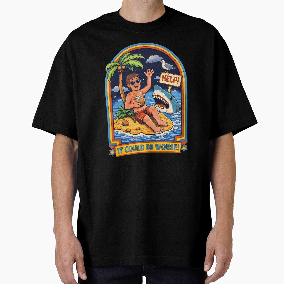 It Could Be Worse Retro Dark Humor Illustration by Evolved Ape Unisex T-shirt, Sweatshirt, Hoodie, Long Sleeve Tee - T-Shirt, Sweatshirt, Hoodie