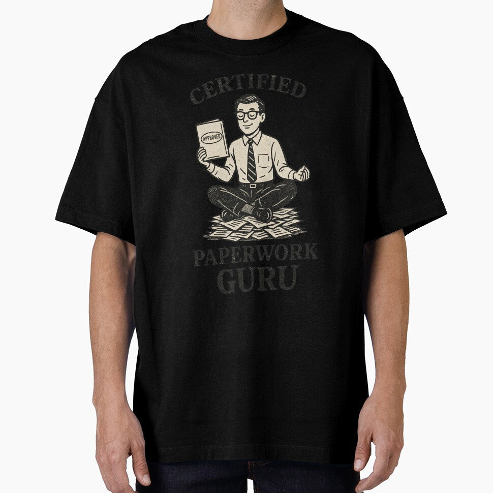 Copy of Certified Paperwork Guru - vintage Office Meditation by atihca Unisex T-shirt, Sweatshirt, Hoodie, Long Sleeve Tee - T-Shirt, Sweatshirt, Hoodie