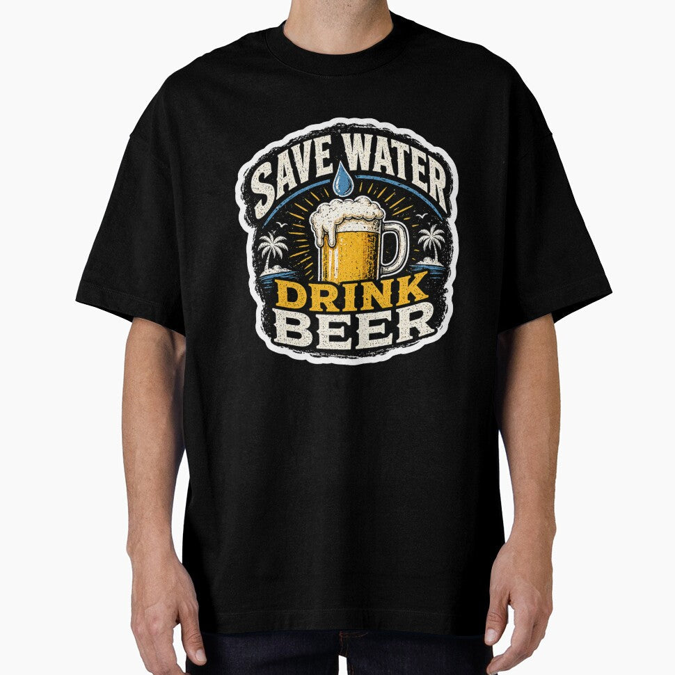Save Water Drink Beer Sticker  Funny Beer Quote, Drinking Humor Design by LazyMoodStudio Unisex T-shirt, Sweatshirt, Hoodie, Long Sleeve Tee - T-Shirt, Sweatshirt, Hoodie