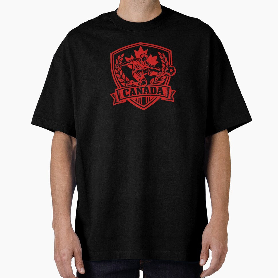 Canada Soccer Crest Shirt  Maple Leaf Football Player Graphic, Canadian Pride Sports Design by JonelCrafts - T-Shirt, Sweatshirt, Hoodie