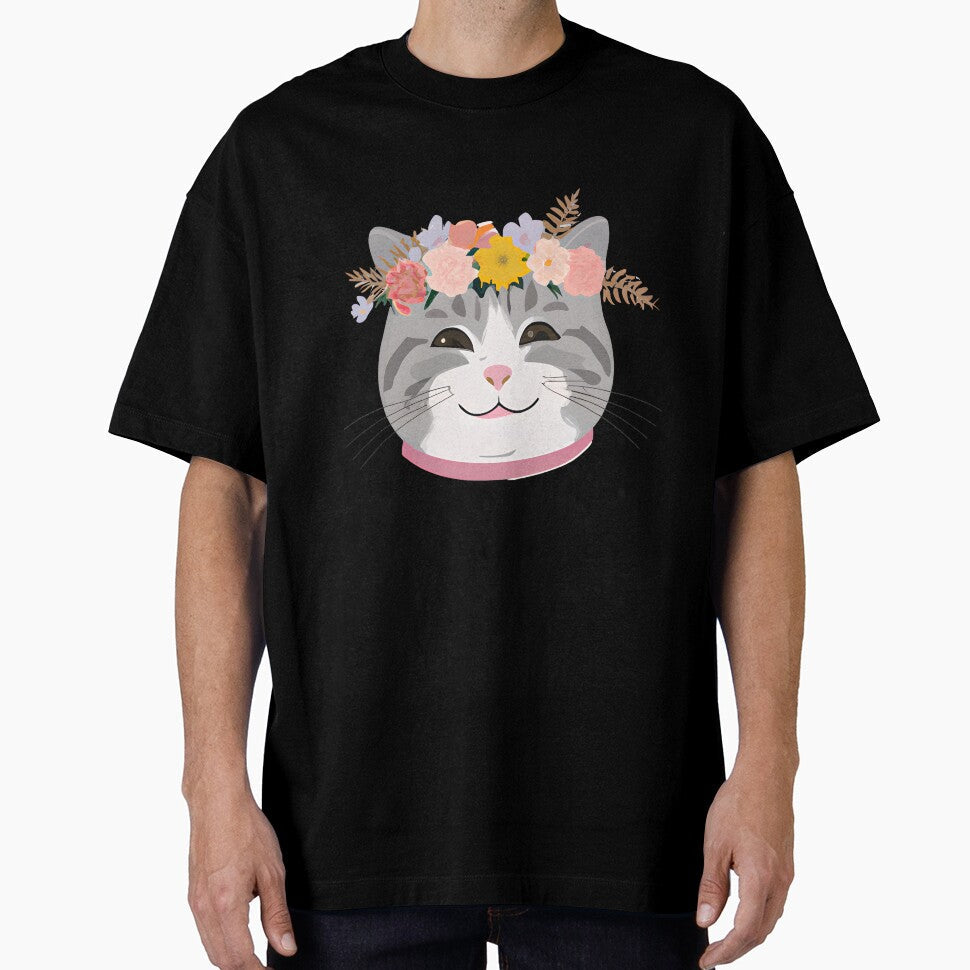 Cute Cat Meow with crown floral vintage by BOHOVIN Unisex T-shirt, Sweatshirt, Hoodie, Long Sleeve Tee - T-Shirt, Sweatshirt, Hoodie