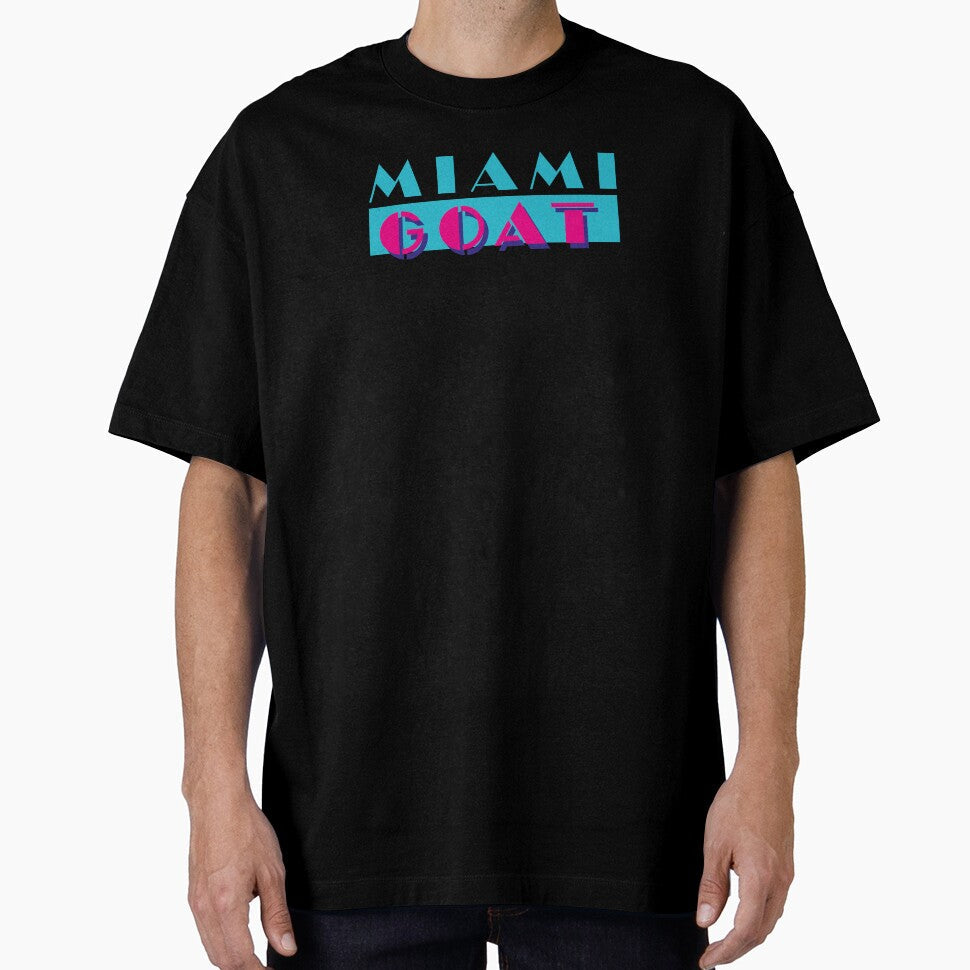 MIAMI GOAT (Miami Vice style retro logo) DARK (The goat is in Miami!) by frikybomb Unisex T-shirt, Sweatshirt, Hoodie, Long Sleeve Tee - T-Shirt, Sweatshirt, Hoodie