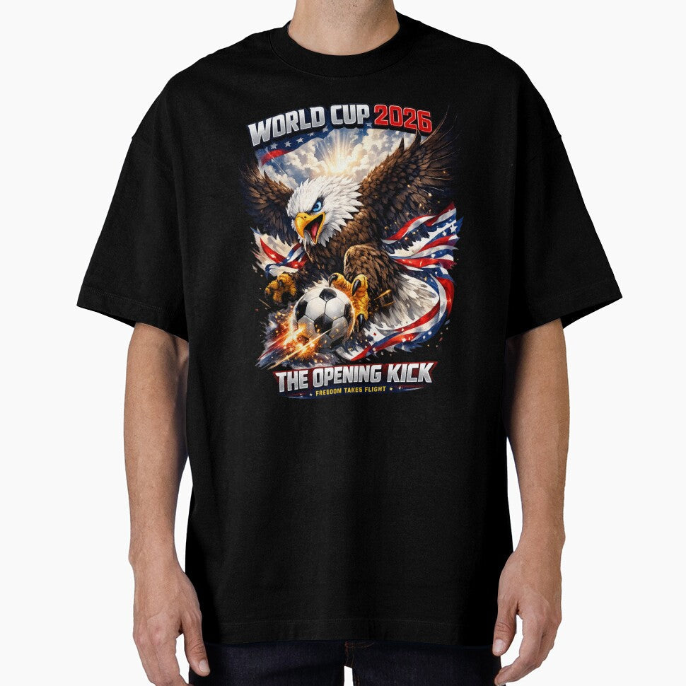 World Cup Eagle Opening Kick by Retro Arabica Unisex T-shirt, Sweatshirt, Hoodie, Long Sleeve Tee - T-Shirt, Sweatshirt, Hoodie