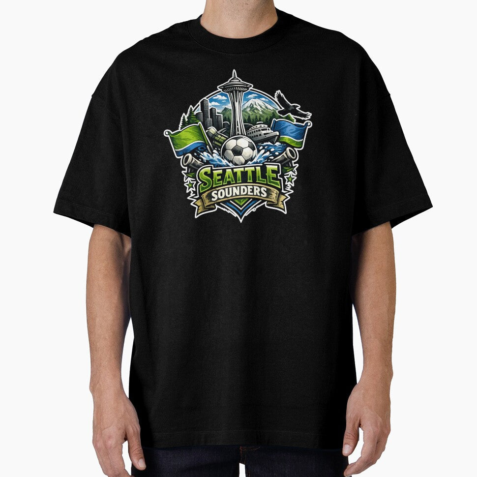 Seattle Sounders Soccer Design Space Needle Football Fan Shirt Pacific Northwest Skyline MLS Inspired Sports Graphic Gift by GarnerSupplyCo - T-Shirt, Sweatshirt, Hoodie
