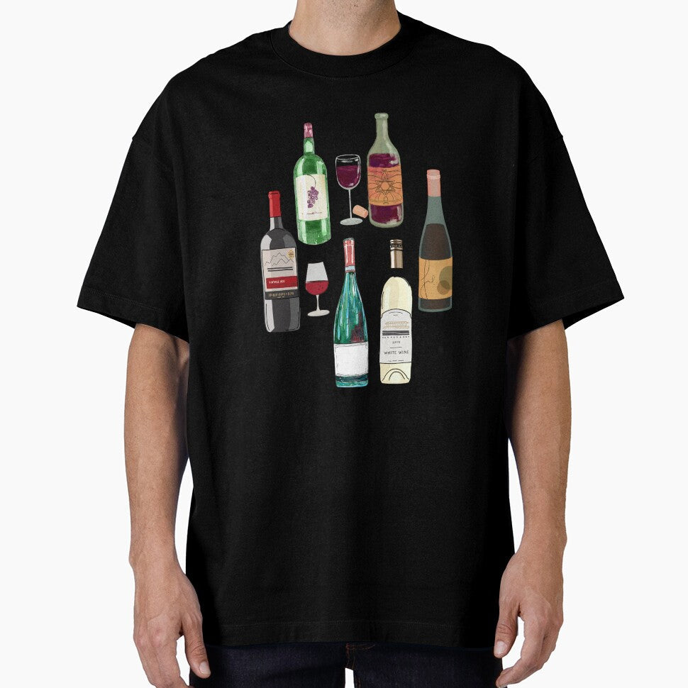 Wine Enthusiasts Gift- Wine Bottle Pattern by BronikowskiART Unisex T-shirt, Sweatshirt, Hoodie, Long Sleeve Tee - T-Shirt, Sweatshirt, Hoodie
