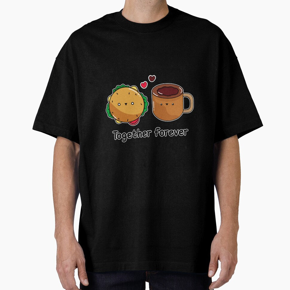 Burger And Coffee Together Friends Lover Who Loves Food And Kawaii by spaceopy Unisex T-shirt, Sweatshirt, Hoodie, Long Sleeve Tee - T-Shirt, Sweatshirt, Hoodie