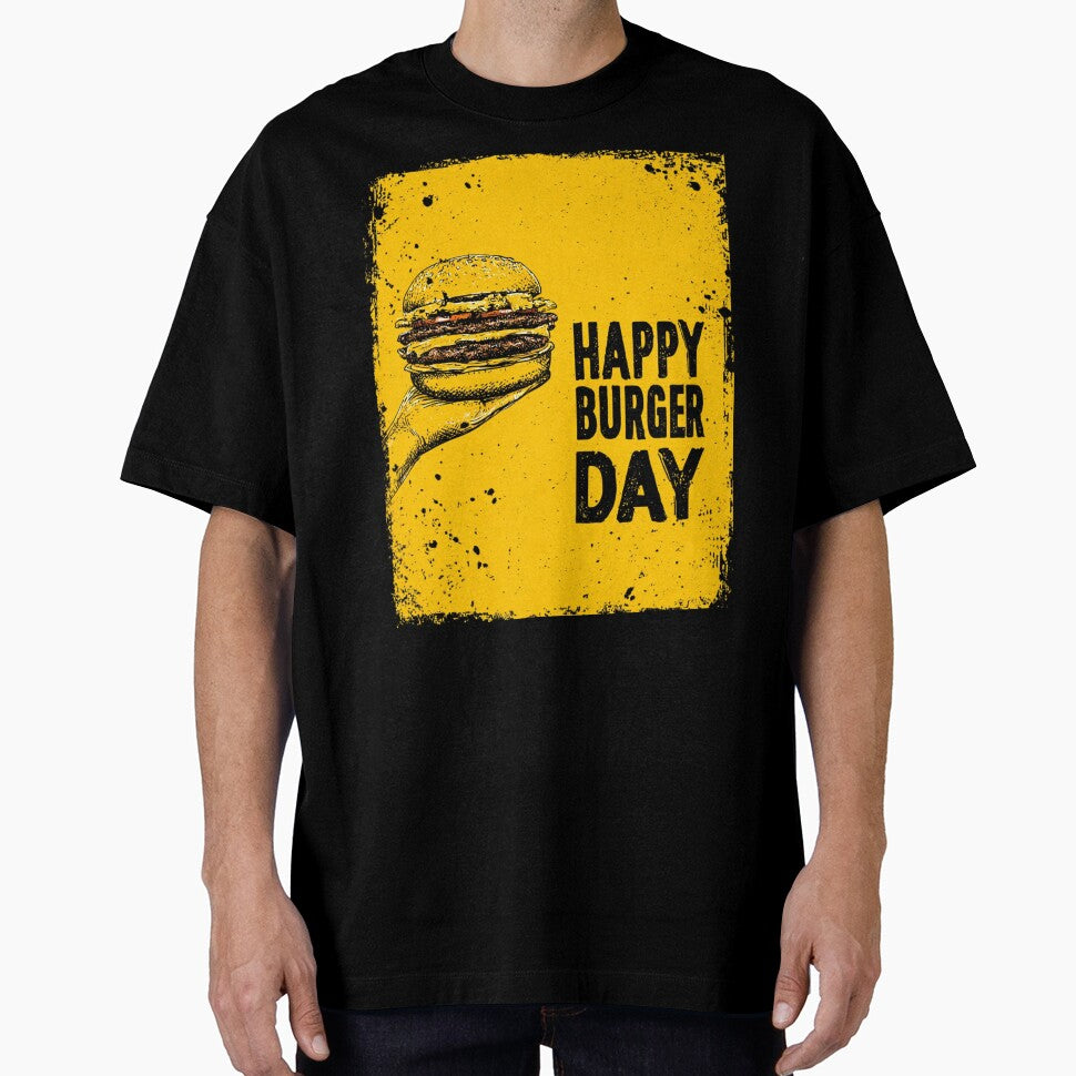 Happy Burger Day by StudioRedKoala Unisex T-shirt, Sweatshirt, Hoodie, Long Sleeve Tee - T-Shirt, Sweatshirt, Hoodie