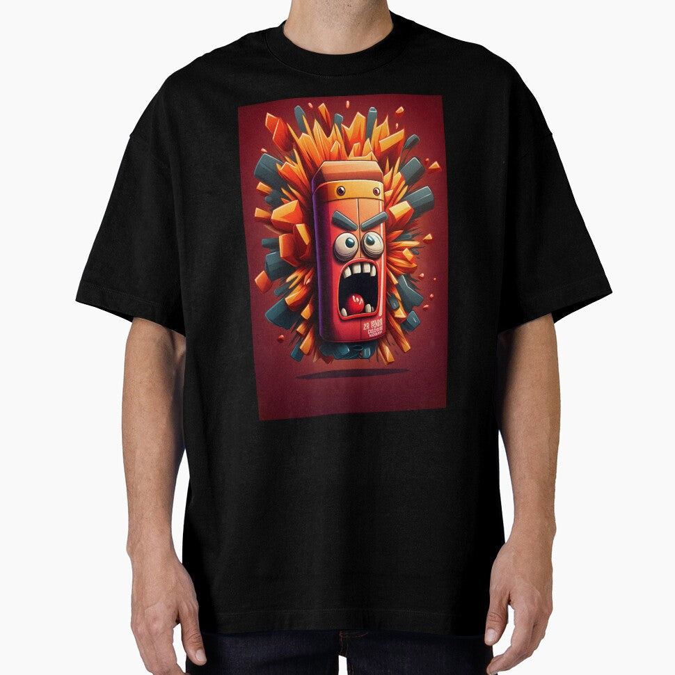 Colorful Cartoon Angry Dynamite Stick Design by EnzoZs Unisex T-shirt, Sweatshirt, Hoodie, Long Sleeve Tee - T-Shirt, Sweatshirt, Hoodie