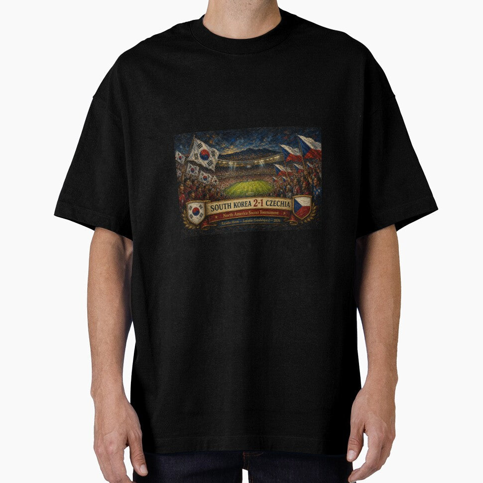 Elegant South Korea vs Czechia Match Oil Poster by BrickByDream Unisex T-shirt, Sweatshirt, Hoodie, Long Sleeve Tee - T-Shirt, Sweatshirt, Hoodie