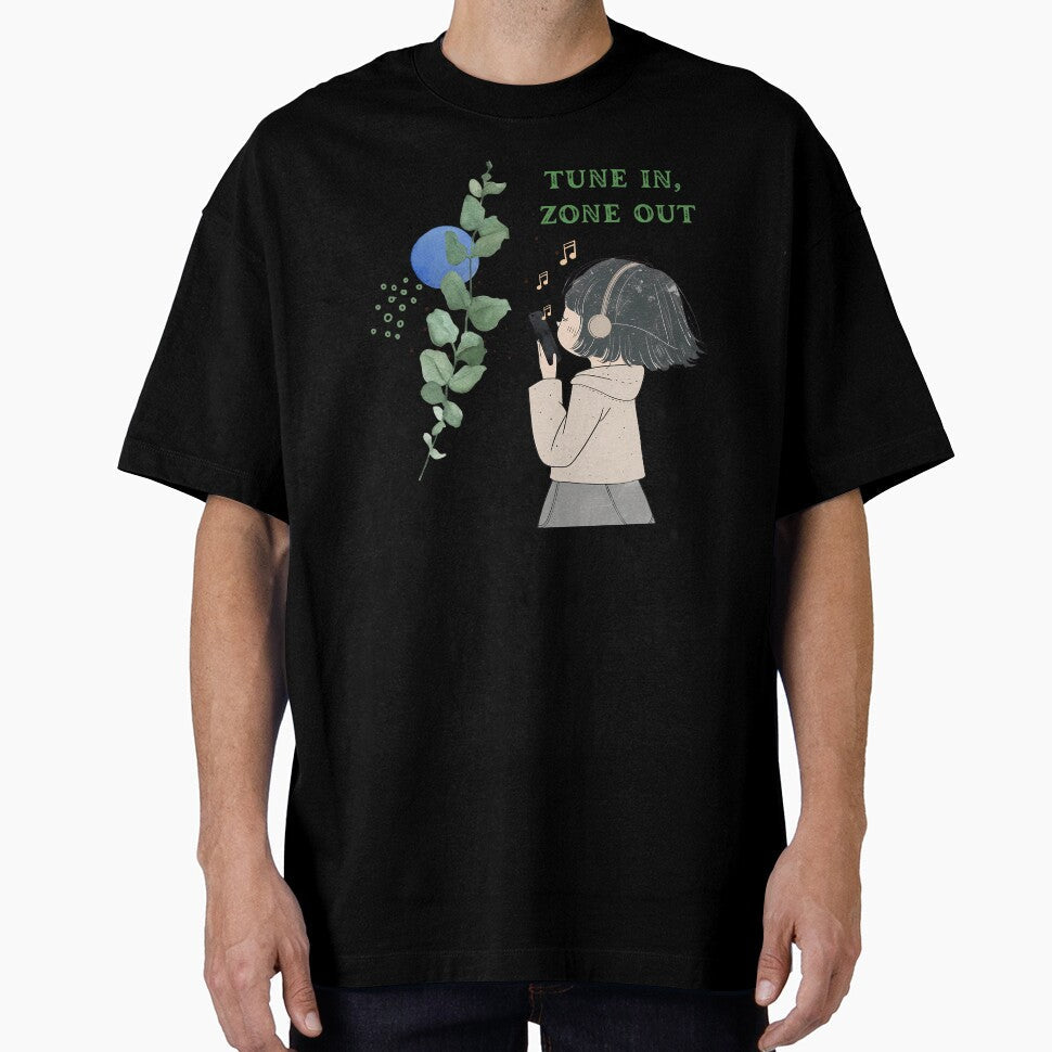Anime Music Girl Tune In Zone Out by NatureStyle555 Unisex T-shirt, Sweatshirt, Hoodie, Long Sleeve Tee - T-Shirt, Sweatshirt, Hoodie