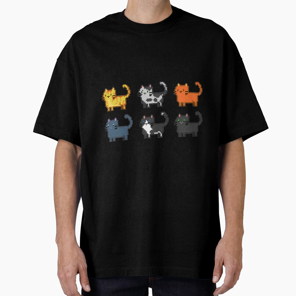 Cute Pixel Cats Two Rows by With Love, InspireMari Unisex T-shirt, Sweatshirt, Hoodie, Long Sleeve Tee - T-Shirt, Sweatshirt, Hoodie