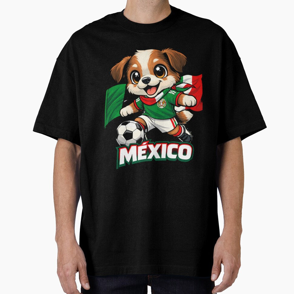 Mexican Flag Soccer Dog Puppy Football Fan Design by Tsugraf Designs Unisex T-shirt, Sweatshirt, Hoodie, Long Sleeve Tee - T-Shirt, Sweatshirt, Hoodie
