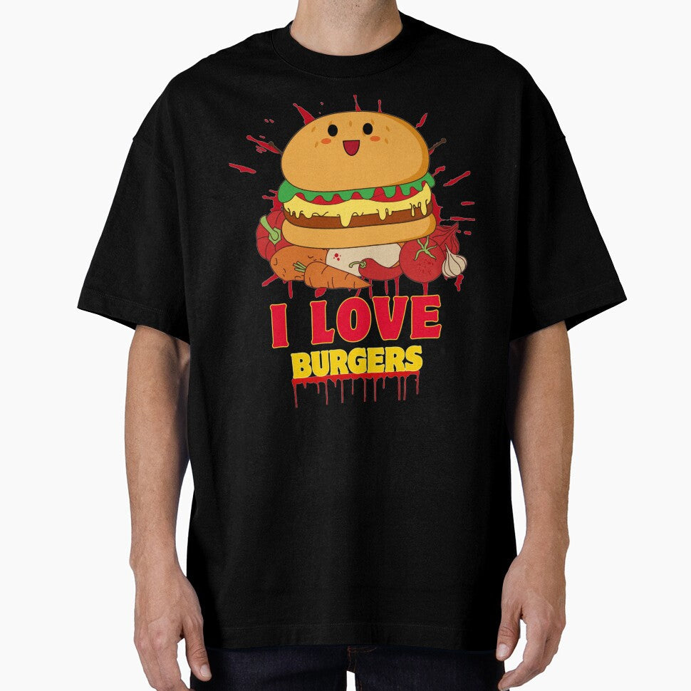 I Love Burgers by BangerSupply Unisex T-shirt, Sweatshirt, Hoodie, Long Sleeve Tee - T-Shirt, Sweatshirt, Hoodie