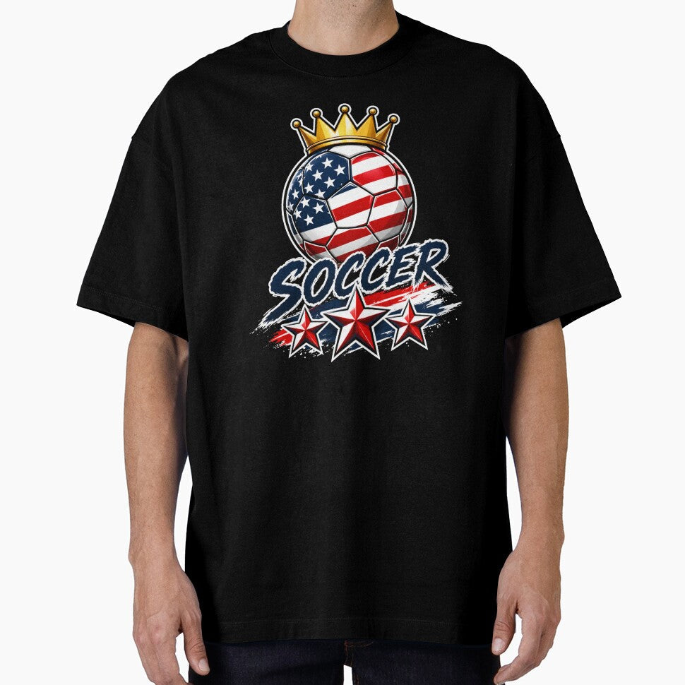 America Flag Crowned Soccer Ball by QuiteOrbit Unisex T-shirt, Sweatshirt, Hoodie, Long Sleeve Tee - T-Shirt, Sweatshirt, Hoodie