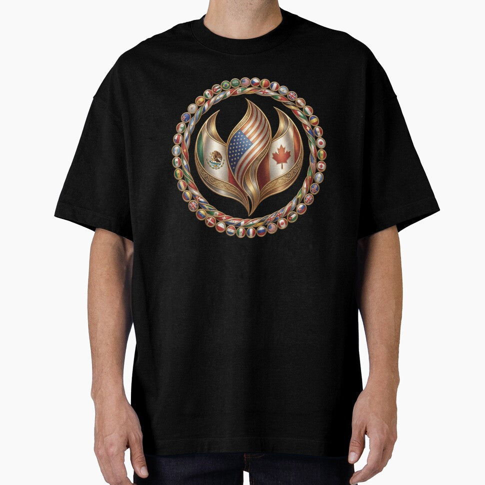Global Unity Flame  International Flags Emblem Design by La-Designita Unisex T-shirt, Sweatshirt, Hoodie, Long Sleeve Tee - T-Shirt, Sweatshirt, Hoodie