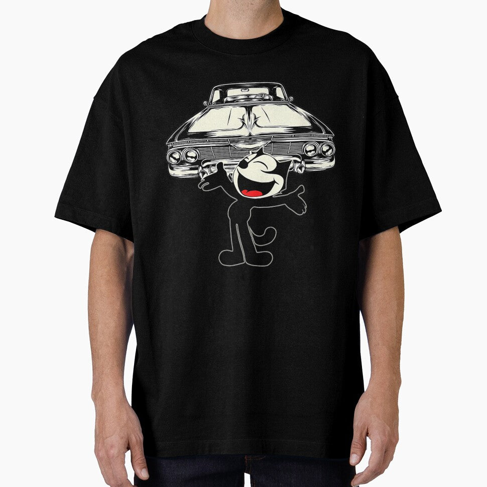 Felix Cat Cartoon Giant Lowrider Car Club Design Mashup by yalazaleshier Unisex T-shirt, Sweatshirt, Hoodie, Long Sleeve Tee - T-Shirt, Sweatshirt, Hoodie