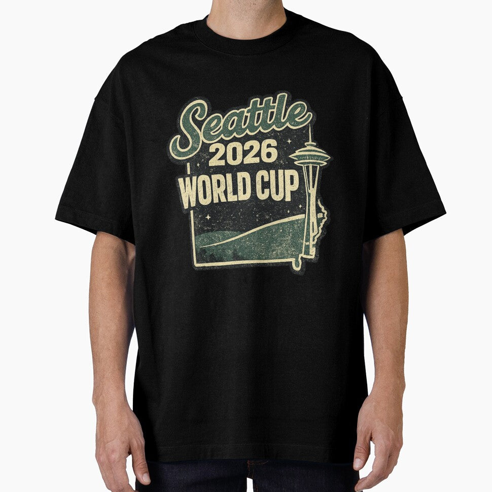 Seattle 2026 World Cup  Retro Space Needle Vintage Soccer Fan T-Shirt by ArthUpscale Unisex T-shirt, Sweatshirt, Hoodie, Long Sleeve Tee - T-Shirt, Sweatshirt, Hoodie
