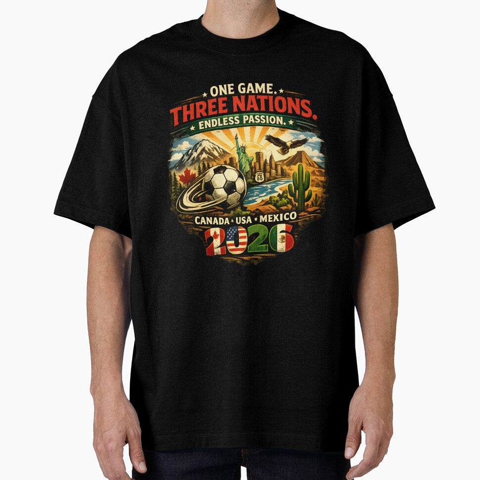 One Game Three Nations 2026  Canada USA Mexico Football Tee by WhisperFrame Unisex T-shirt, Sweatshirt, Hoodie, Long Sleeve Tee - T-Shirt, Sweatshirt, Hoodie