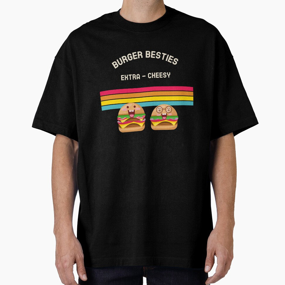 Burger Besties Extra Cheesy by AKreation Unisex T-shirt, Sweatshirt, Hoodie, Long Sleeve Tee - T-Shirt, Sweatshirt, Hoodie