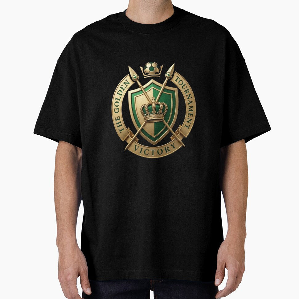 Golden Tournament Football Crest - Elegance and Victory Emblem by M.Store Unisex T-shirt, Sweatshirt, Hoodie, Long Sleeve Tee - T-Shirt, Sweatshirt, Hoodie
