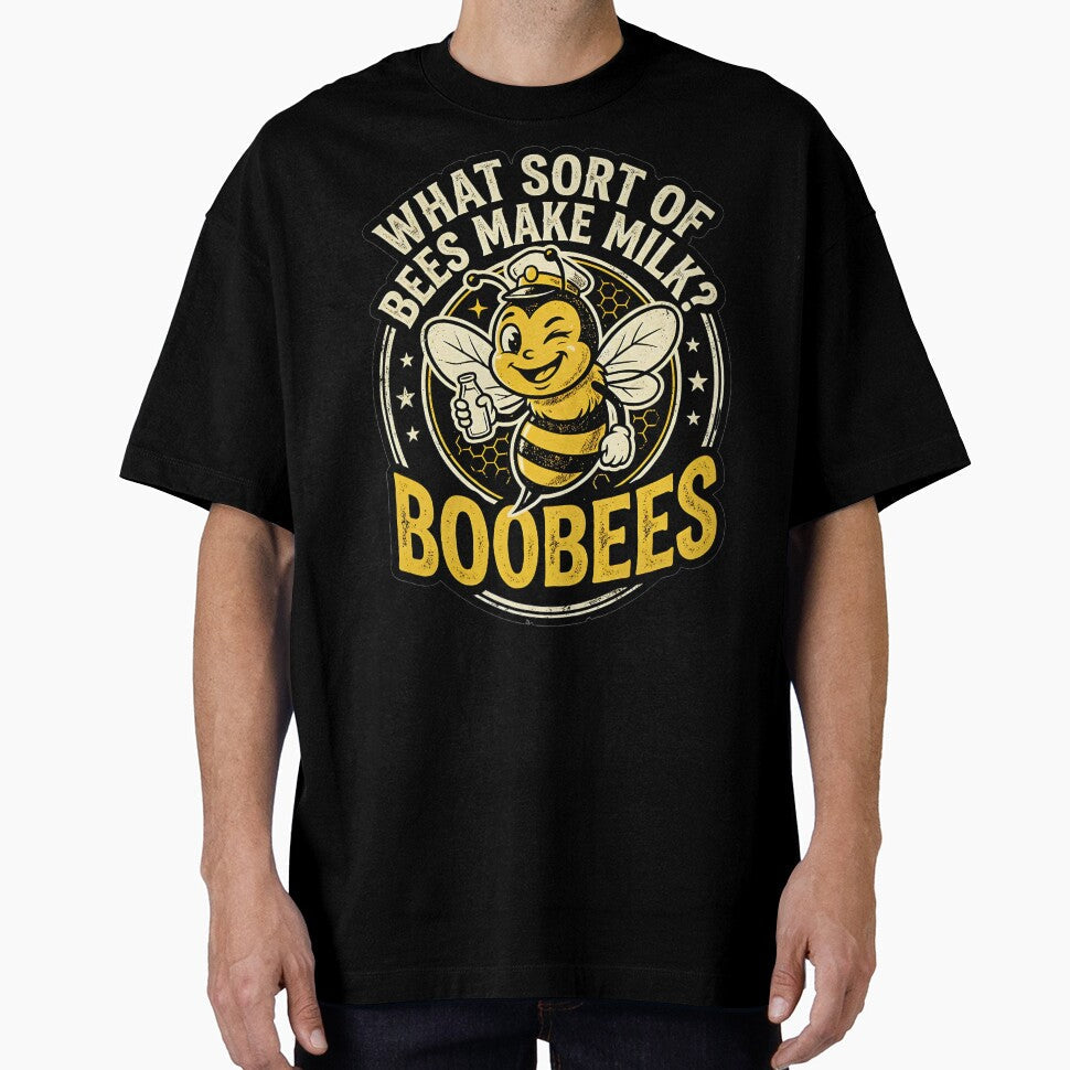 What sort of bees make milk? Boobees! Funny retro bee dad joke by KHWD Unisex T-shirt, Sweatshirt, Hoodie, Long Sleeve Tee - T-Shirt, Sweatshirt, Hoodie