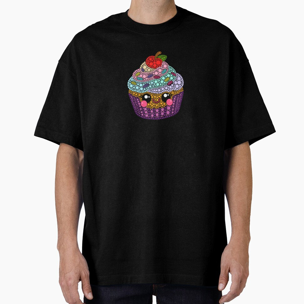 Kawaii Cupcake Dot Art by Cardiff Creative Unisex T-shirt, Sweatshirt, Hoodie, Long Sleeve Tee - T-Shirt, Sweatshirt, Hoodie