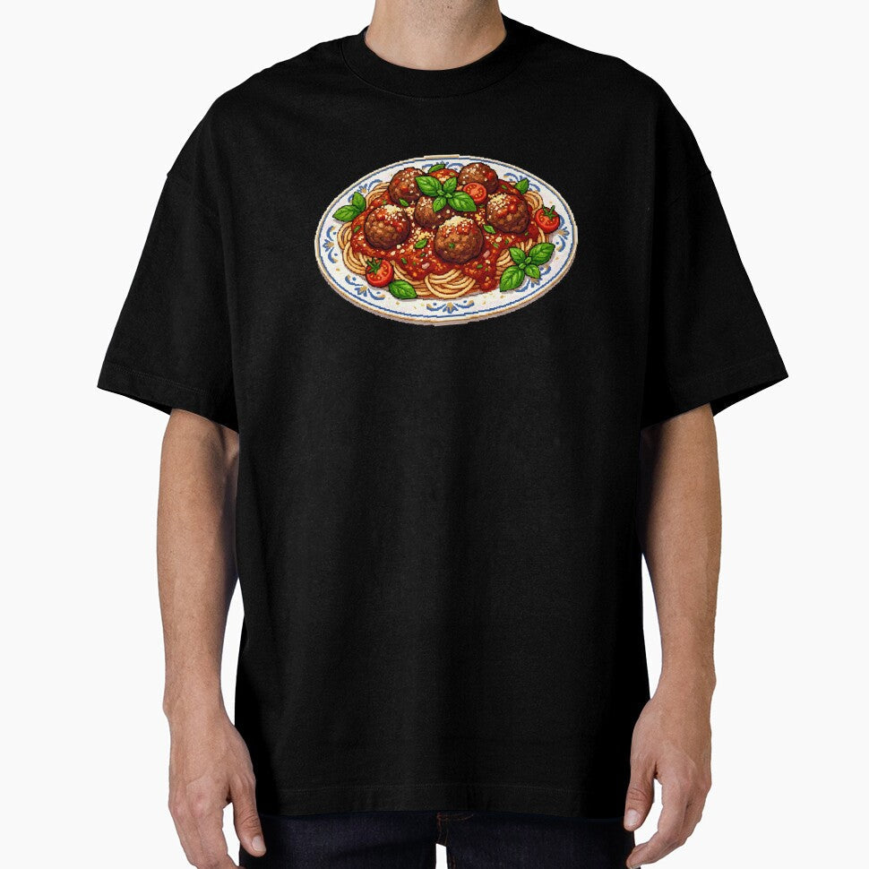 Meatballs Spaghetti Retro Pixel Art by BrunoLinuxArt Unisex T-shirt, Sweatshirt, Hoodie, Long Sleeve Tee - T-Shirt, Sweatshirt, Hoodie