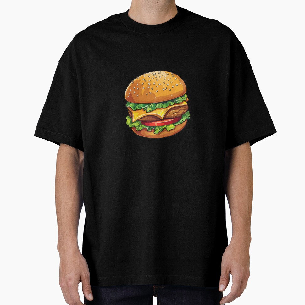 Burger Tasting Girl (Black) by sunset-capturer Unisex T-shirt, Sweatshirt, Hoodie, Long Sleeve Tee - T-Shirt, Sweatshirt, Hoodie