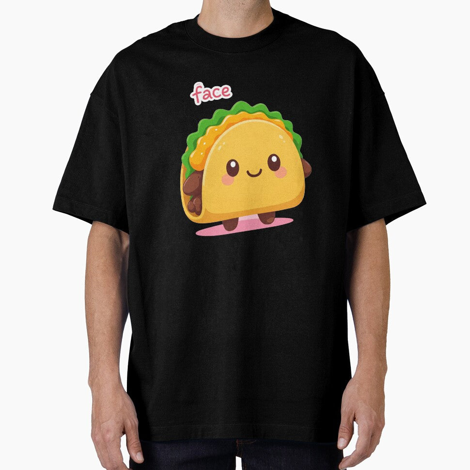 Kawaii Taco with Lettuce & Cheese  Cute Smiling Snack by 001Haiba Unisex T-shirt, Sweatshirt, Hoodie, Long Sleeve Tee - T-Shirt, Sweatshirt, Hoodie