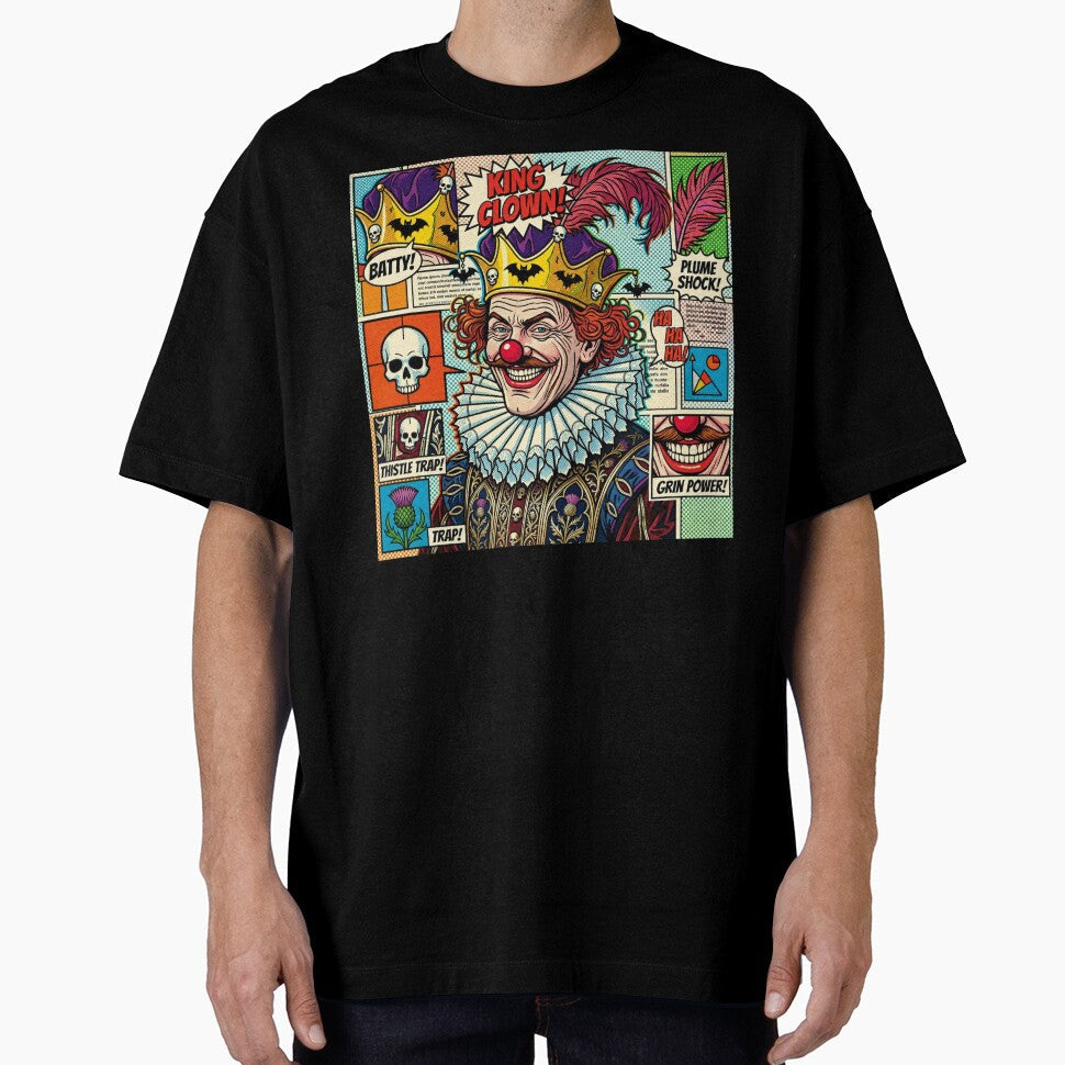 Pop art graphic of a man with a crown, a harlequin portrait, colorful festival by G-M-Designs - T-Shirt, Sweatshirt, Hoodie