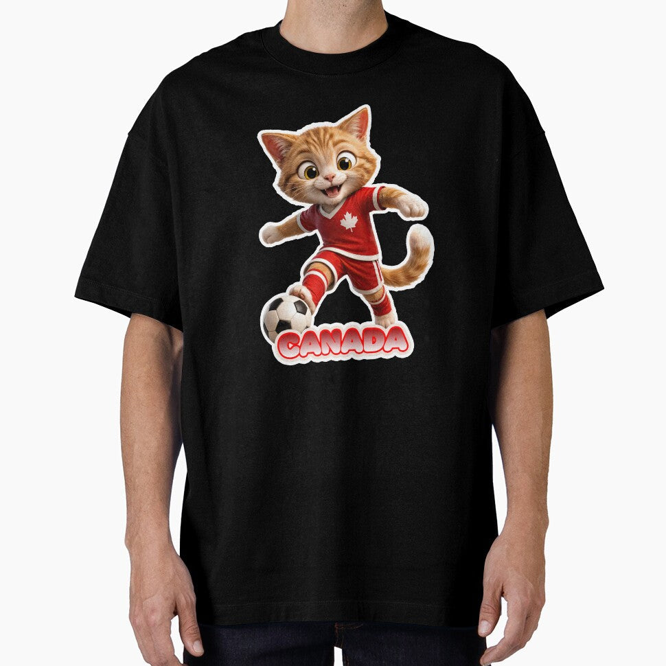 Sticker - Decal - Canada Soccer Cat: Playful National Spirit by ForeverPrintsOK Unisex T-shirt, Sweatshirt, Hoodie, Long Sleeve Tee - T-Shirt, Sweatshirt, Hoodie