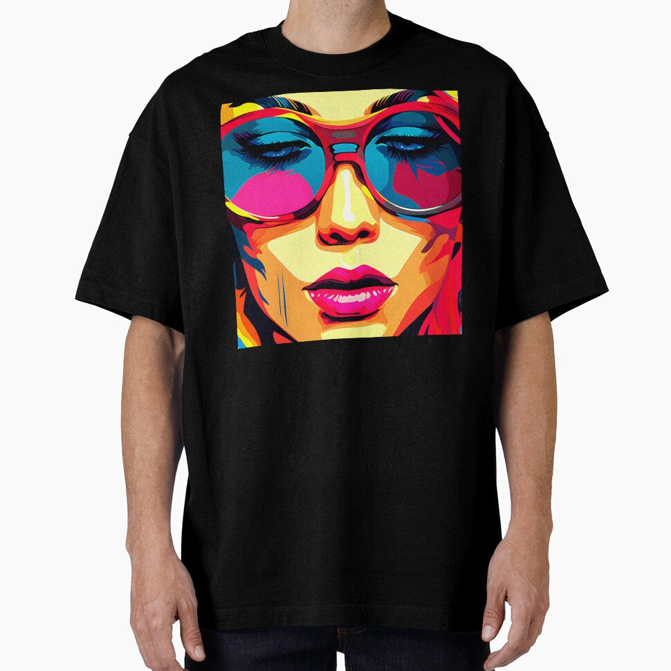 Pop Art Fantasy Female Face With Colorful Sunglasses by DEC02 Unisex T-shirt, Sweatshirt, Hoodie, Long Sleeve Tee - T-Shirt, Sweatshirt, Hoodie